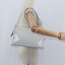 PRADA Tote Bag Leather White Silver Auth 150139-22