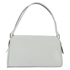 PRADA Tote Bag Leather White Silver Auth 150139 - 0