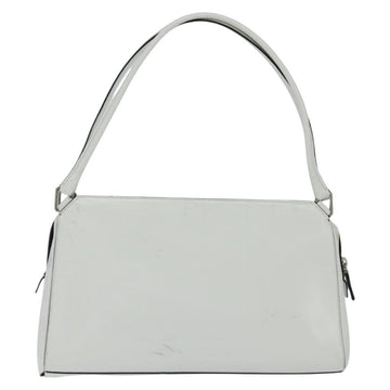 PRADA Tote Bag Leather White Silver Auth 150139 - 0