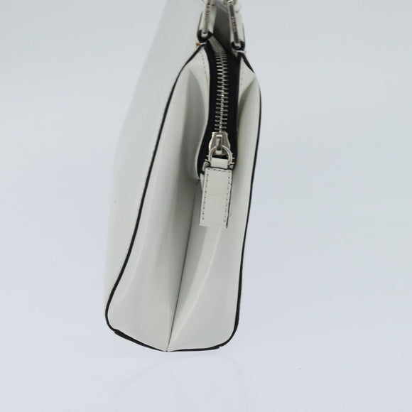 PRADA Tote Bag Leather White Silver Auth 150139