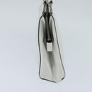 PRADA Tote Bag Leather White Silver Auth 150139-4