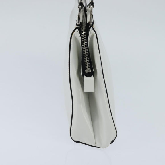 PRADA Tote Bag Leather White Silver Auth 150139
