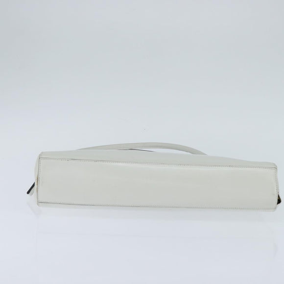 PRADA Tote Bag Leather White Silver Auth 150139