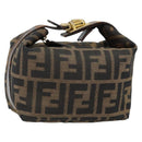FENDI Zucca Canvas Vanity Hand Bag Black Brown Auth 150140-1