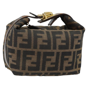 FENDI Zucca Canvas Vanity Hand Bag Black Brown Auth 150140