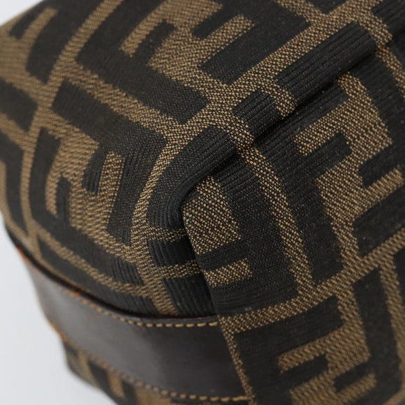FENDI Zucca Canvas Vanity Hand Bag Black Brown Auth 150140