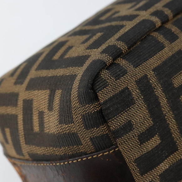 FENDI Zucca Canvas Vanity Hand Bag Black Brown Auth 150140
