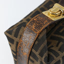 FENDI Zucca Canvas Vanity Hand Bag Black Brown Auth 150140-9