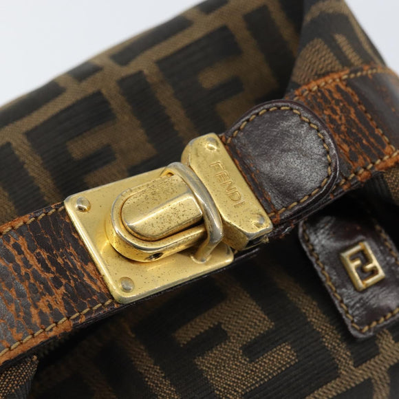 FENDI Zucca Canvas Vanity Hand Bag Black Brown Auth 150140