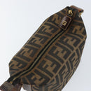FENDI Zucca Canvas Vanity Hand Bag Black Brown Auth 150140-10