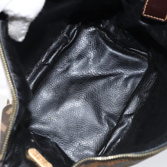 FENDI Zucca Canvas Vanity Hand Bag Black Brown Auth 150140