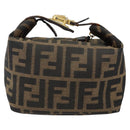 FENDI Zucca Canvas Vanity Hand Bag Black Brown Auth 150140-2
