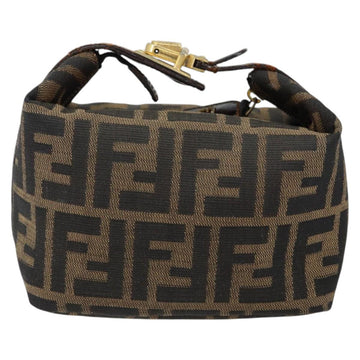 FENDI Zucca Canvas Vanity Hand Bag Black Brown Auth 150140 - 0