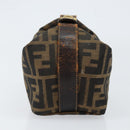 FENDI Zucca Canvas Vanity Hand Bag Black Brown Auth 150140-4