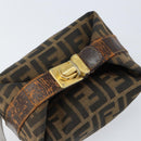 FENDI Zucca Canvas Vanity Hand Bag Black Brown Auth 150140-6