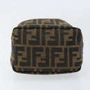 FENDI Zucca Canvas Vanity Hand Bag Black Brown Auth 150140-5
