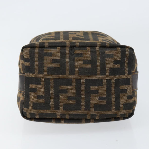 FENDI Zucca Canvas Vanity Hand Bag Black Brown Auth 150140