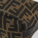 FENDI Zucca Canvas Vanity Hand Bag Black Brown Auth 150140-8