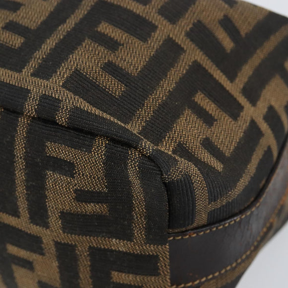 FENDI Zucca Canvas Vanity Hand Bag Black Brown Auth 150140