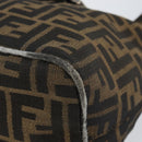 FENDI Zucca Canvas Mamma Baguette Shoulder Bag Black Brown Silver Auth 150142-9