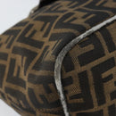 FENDI Zucca Canvas Mamma Baguette Shoulder Bag Black Brown Silver Auth 150142-14