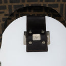 FENDI Zucca Canvas Mamma Baguette Shoulder Bag Black Brown Silver Auth 150142-10