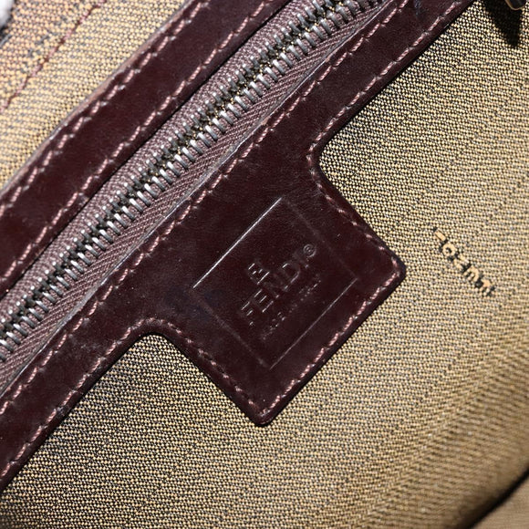 FENDI Zucca Canvas Mamma Baguette Shoulder Bag Black Brown Silver Auth 150142