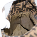 FENDI Zucca Canvas Mamma Baguette Shoulder Bag Black Brown Silver Auth 150142-21