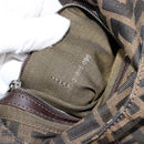 FENDI Zucca Canvas Mamma Baguette Shoulder Bag Black Brown Silver Auth 150142-12