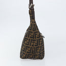 FENDI Zucca Canvas Mamma Baguette Shoulder Bag Black Brown Silver Auth 150142-4