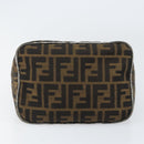 FENDI Zucca Canvas Mamma Baguette Shoulder Bag Black Brown Silver Auth 150142-5