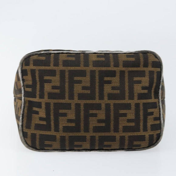 FENDI Zucca Canvas Mamma Baguette Shoulder Bag Black Brown Silver Auth 150142