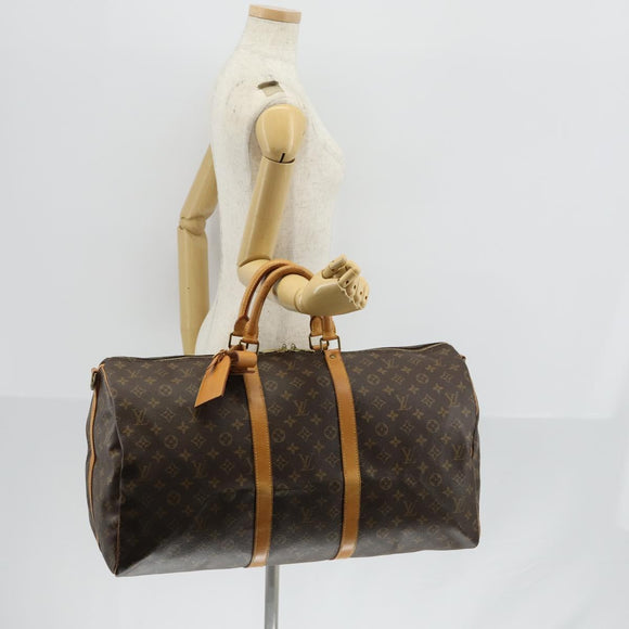 LOUIS VUITTON Monogram Keepall Bandouliere 55 Boston Bag M41414 LV Auth 150183