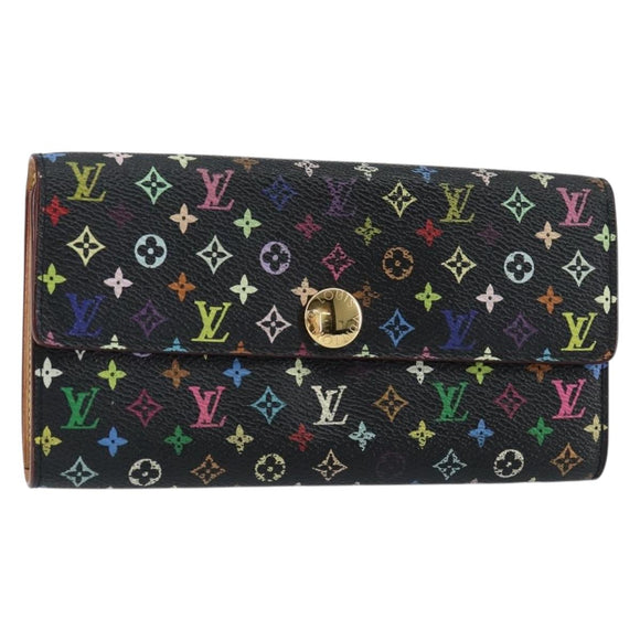 LOUIS VUITTON Multicolor Pochette Porte Monnaie Credit Black M60005 Auth 150194