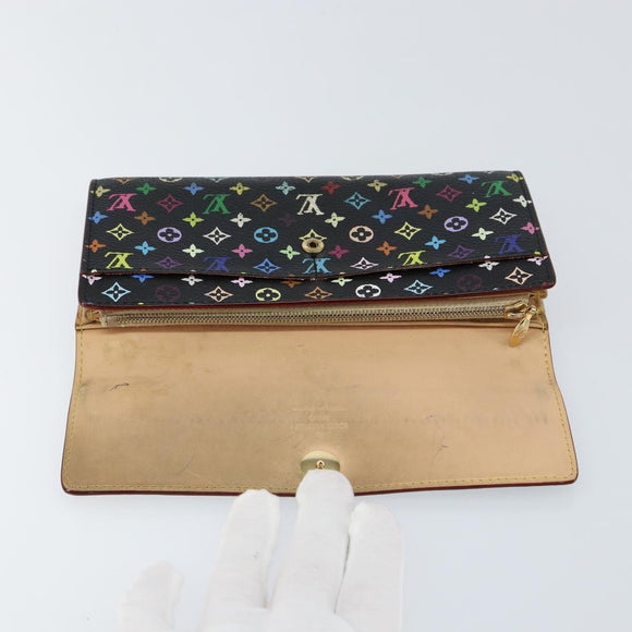 LOUIS VUITTON Multicolor Pochette Porte Monnaie Credit Black M60005 Auth 150194