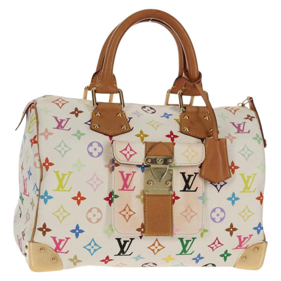 LOUIS VUITTON Monogram Multicolor Speedy 30 Hand Bag White M92643 Auth 150196V