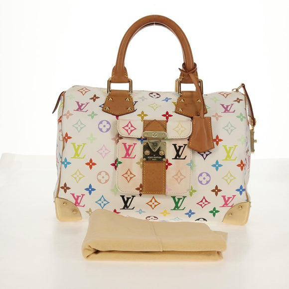 LOUIS VUITTON Monogram Multicolor Speedy 30 Hand Bag White M92643 Auth 150196V