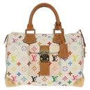 LOUIS VUITTON Monogram Multicolor Speedy 30 Hand Bag White M92643 Auth 150196V-13