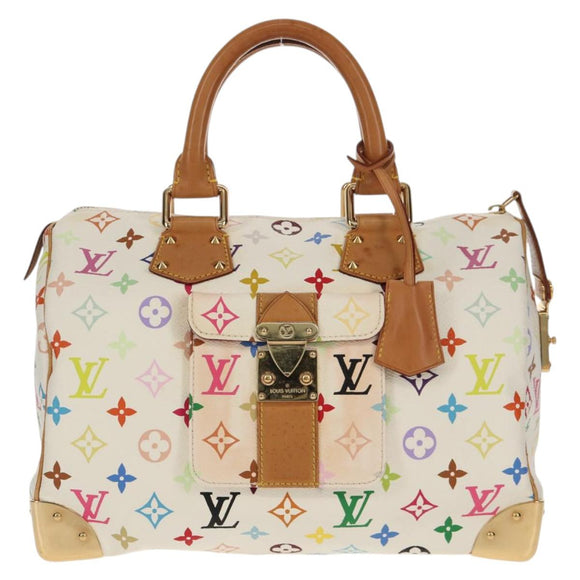 LOUIS VUITTON Monogram Multicolor Speedy 30 Hand Bag White M92643 Auth 150196V