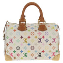 LOUIS VUITTON Monogram Multicolor Speedy 30 Hand Bag White M92643 Auth 150196V-2