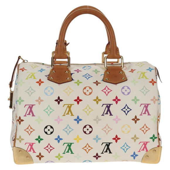 LOUIS VUITTON Monogram Multicolor Speedy 30 Hand Bag White M92643 Auth 150196V