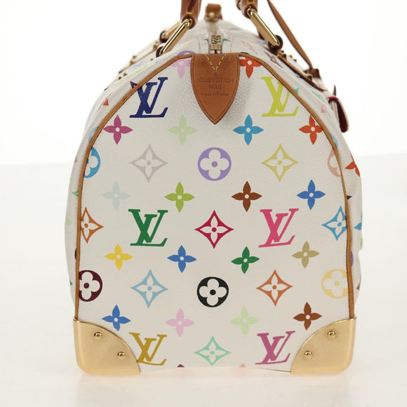 LOUIS VUITTON Monogram Multicolor Speedy 30 Hand Bag White M92643 Auth 150196V