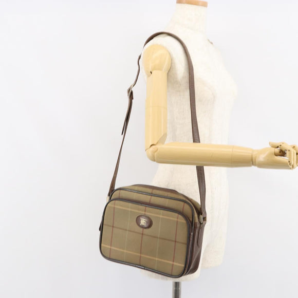 Burberrys Nova Check Shoulder Bag Canvas Beige Gold Auth 150198