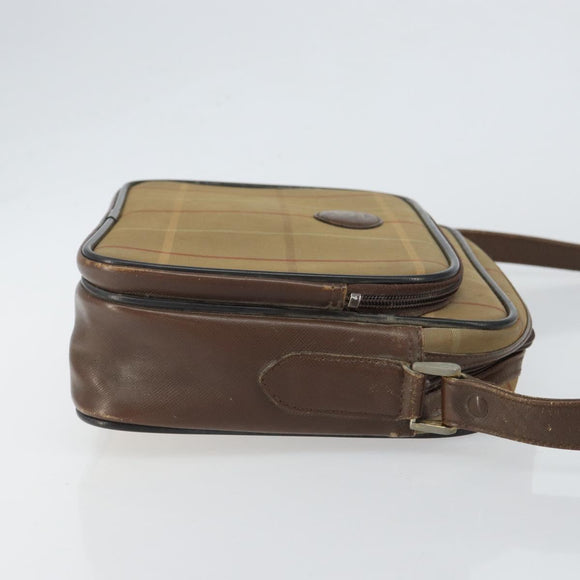 Burberrys Nova Check Shoulder Bag Canvas Beige Gold Auth 150198