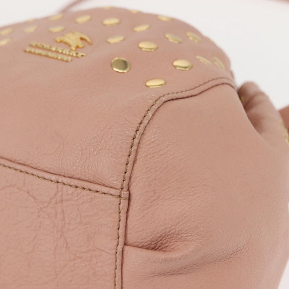 BURBERRY Blue Label Shoulder Bag Leather Pink Gold Auth 150199