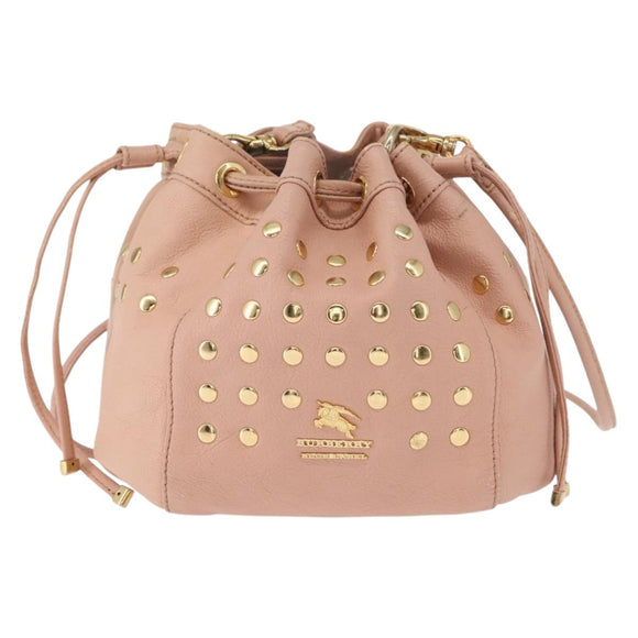 BURBERRY Blue Label Shoulder Bag Leather Pink Gold Auth 150199
