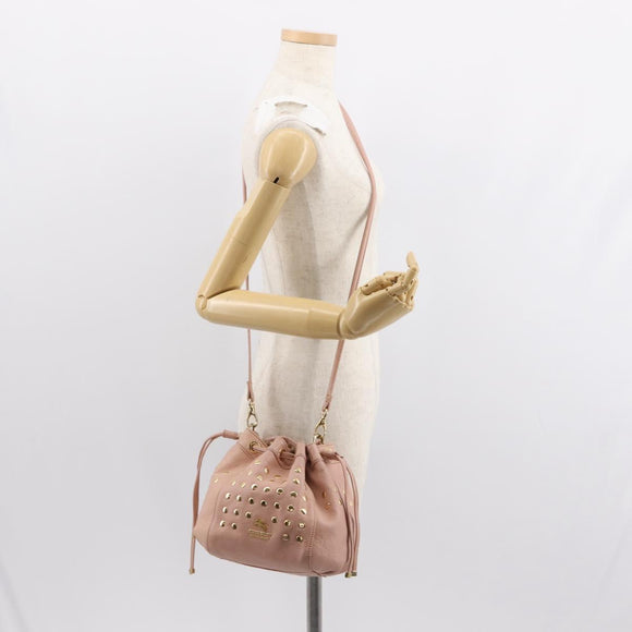 BURBERRY Blue Label Shoulder Bag Leather Pink Gold Auth 150199