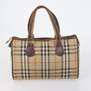 Burberrys Nova Check Boston Bag Canvas Leather 3 Set Beige Red Auth 150204-10