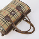 Burberrys Nova Check Boston Bag Canvas Leather 3 Set Beige Red Auth 150204-12