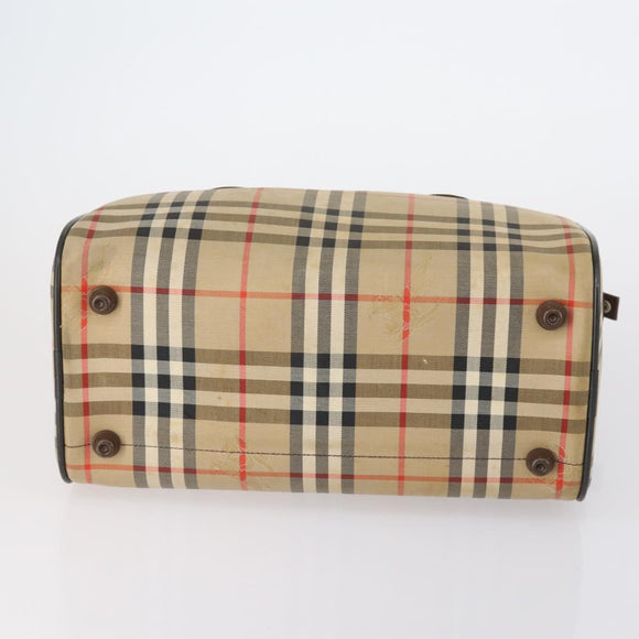 Burberrys Nova Check Boston Bag Canvas Leather 3 Set Beige Red Auth 150204